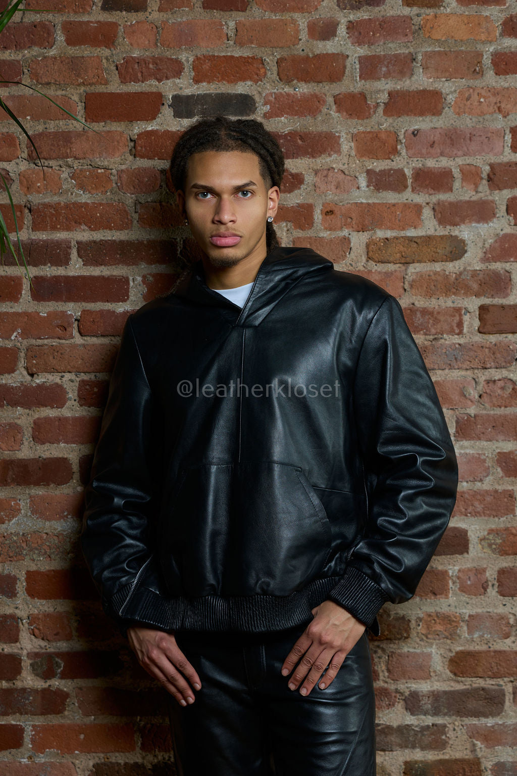 Men's Rex Set With Leather Stack Pants [Black]
