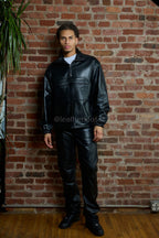 Men's Rex Set With Leather Stack Pants [Black]