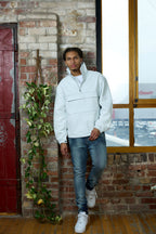 Men's Leather Half-Zip Pullover [White]