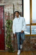 Men's Leather Half-Zip Pullover [White]