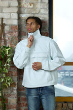 Men's Leather Half-Zip Pullover [White]
