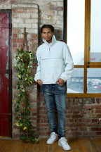 Men's Leather Half-Zip Pullover [White]