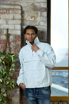 Men's Leather Half-Zip Pullover [White]