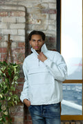 Men's Leather Half-Zip Pullover [White]