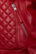 Men's Lucas Quilted Leather Bomber Jacket [Red]