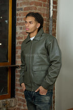 Men's Leather Pilot Aviator Bomber Jacket