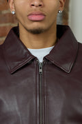 Men's Leather Pilot Aviator Bomber Jacket [Burgundy]