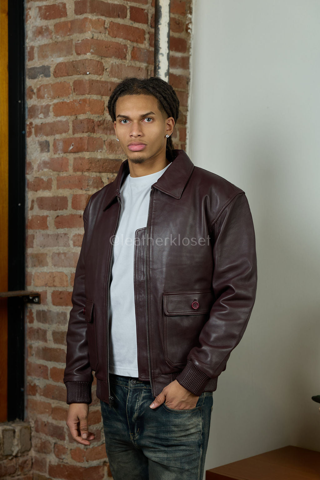 Men's Leather Pilot Aviator Bomber Jacket