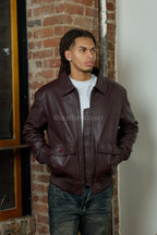 Men's Leather Pilot Aviator Bomber Jacket