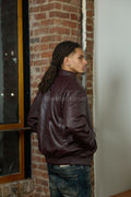 Men's Leather Pilot Aviator Bomber Jacket [Burgundy]