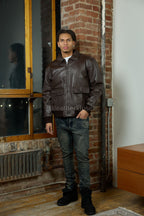 Men's Leather Pilot Aviator Bomber Jacket