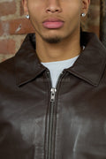 Men's Leather Pilot Aviator Bomber Jacket [Brown]