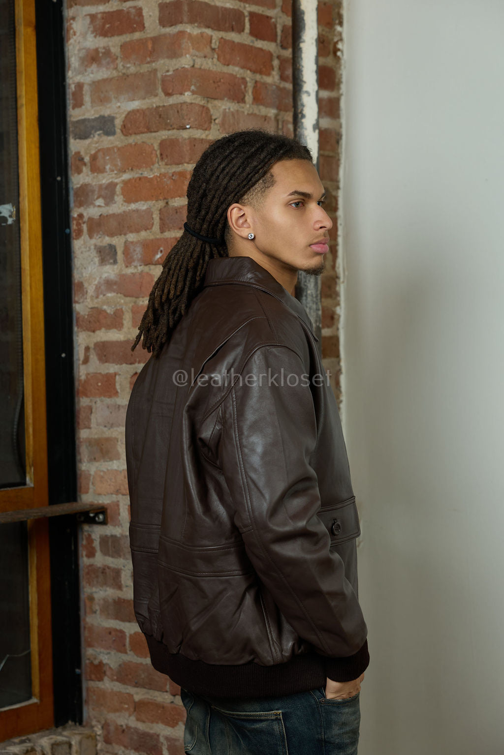Men's Leather Pilot Aviator Bomber Jacket