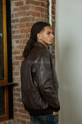 Men's Leather Pilot Aviator Bomber Jacket [Brown]