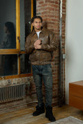 Men's Leather Pilot Aviator Bomber Jacket [Antique Brown]