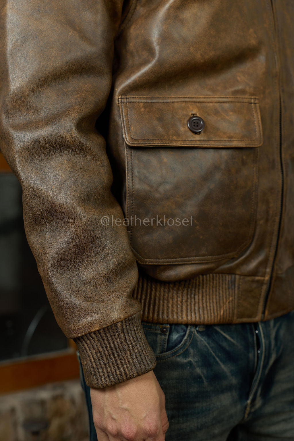 Men's Leather Pilot Aviator Bomber Jacket