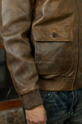Men's Leather Pilot Aviator Bomber Jacket [Antique Brown]