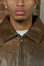 Men's Leather Pilot Aviator Bomber Jacket