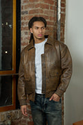 Men's Leather Pilot Aviator Bomber Jacket [Antique Brown]
