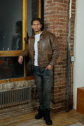 Men's Leather Pilot Aviator Bomber Jacket [Antique Brown]