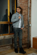 Men's Classic Baseball Leather Jacket With Collar