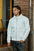 Men's Leather Pilot Aviator Bomber Jacket [White]