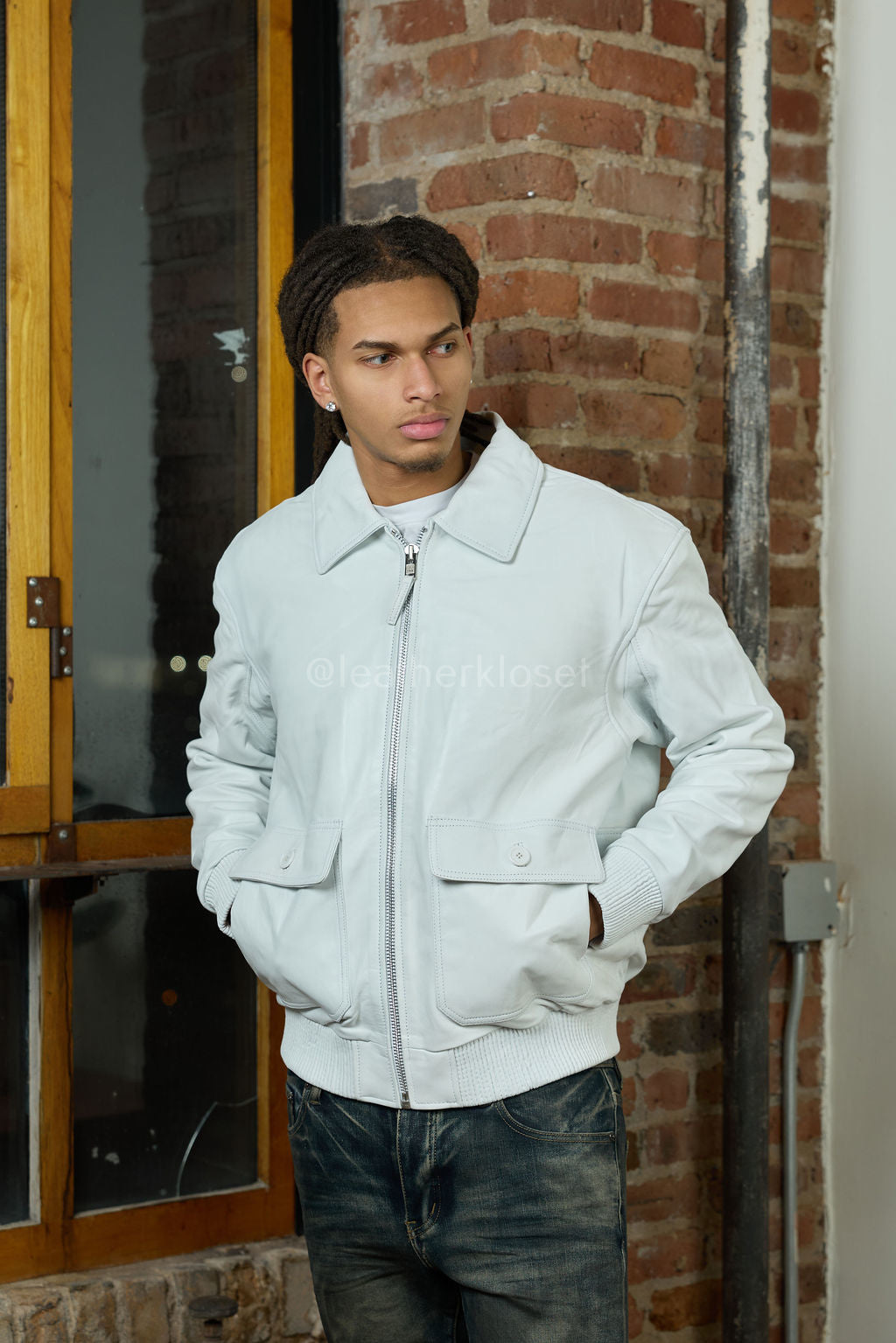 Men's Leather Pilot Aviator Bomber Jacket