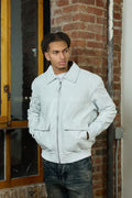 Men's Leather Pilot Aviator Bomber Jacket [White]