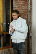 Men's Leather Pilot Aviator Bomber Jacket [White]