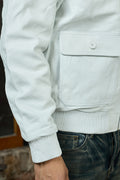 Men's Leather Pilot Aviator Bomber Jacket [White]