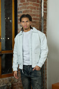 Men's Leather Pilot Aviator Bomber Jacket [White]