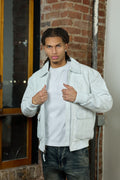 Men's Leather Pilot Aviator Bomber Jacket [White]