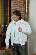 Men's Leather Pilot Aviator Bomber Jacket [White]