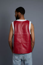 Men's Leather Crossover Leather Basketball Jersey [Red/White]