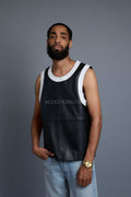 Men's Leather Crossover Leather Basketball Jersey [Black/White]