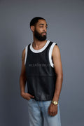 Men's Leather Crossover Leather Basketball Jersey [Black/White]