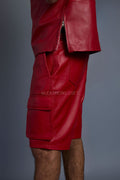 Men's Crossover Leather Basketball Jersey And Cargo Shorts [Red/White]