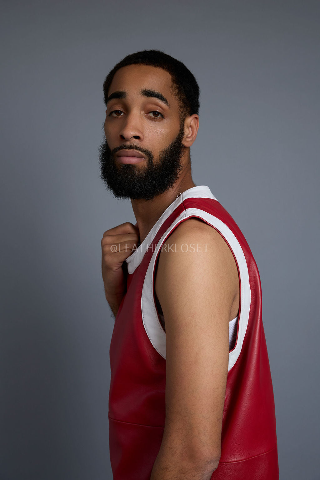 Men's Crossover Leather Basketball Jersey And Cargo Shorts [Red/White]