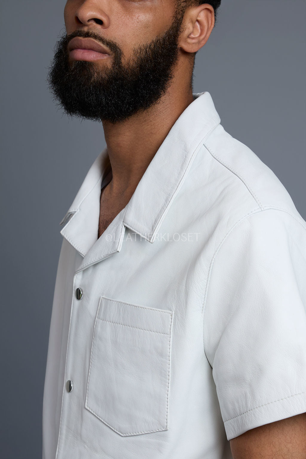 Men's Summer In Miami Leather Shirt And Cargo Shorts Set [White]