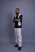 Men's Leather Holster With Leather Cargo Pants [White]