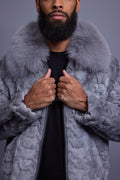 Men's Mink with Fox Fur Bomber Jacket [Gray]