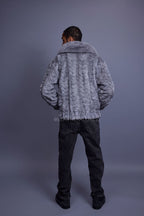 Men's Mink with Fox Fur Bomber Jacket [Gray]