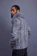 Men's Mink with Fox Fur Bomber Jacket [Gray]