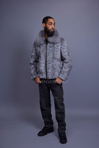 Men's Mink with Fox Fur Bomber Jacket [Gray]