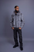 Men's Mink with Fox Fur Bomber Jacket [Gray]