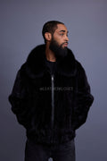 Men's Mink Bomber Jacket [Black]