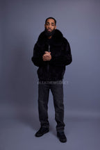 Men's Mink Bomber Jacket [Black]