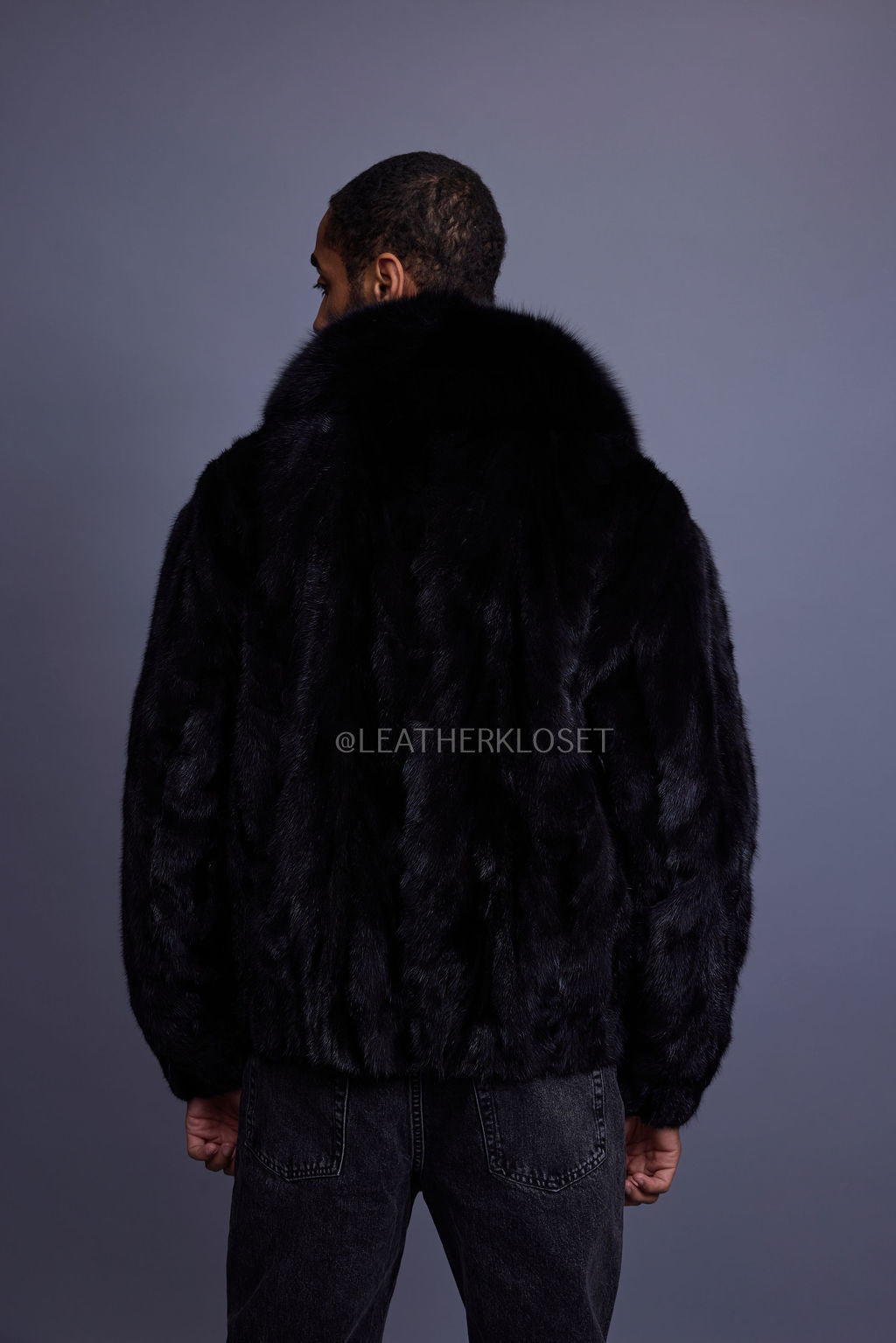 Men's Mink Bomber Jacket [Black]