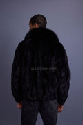 Men's Mink Bomber Jacket [Black]