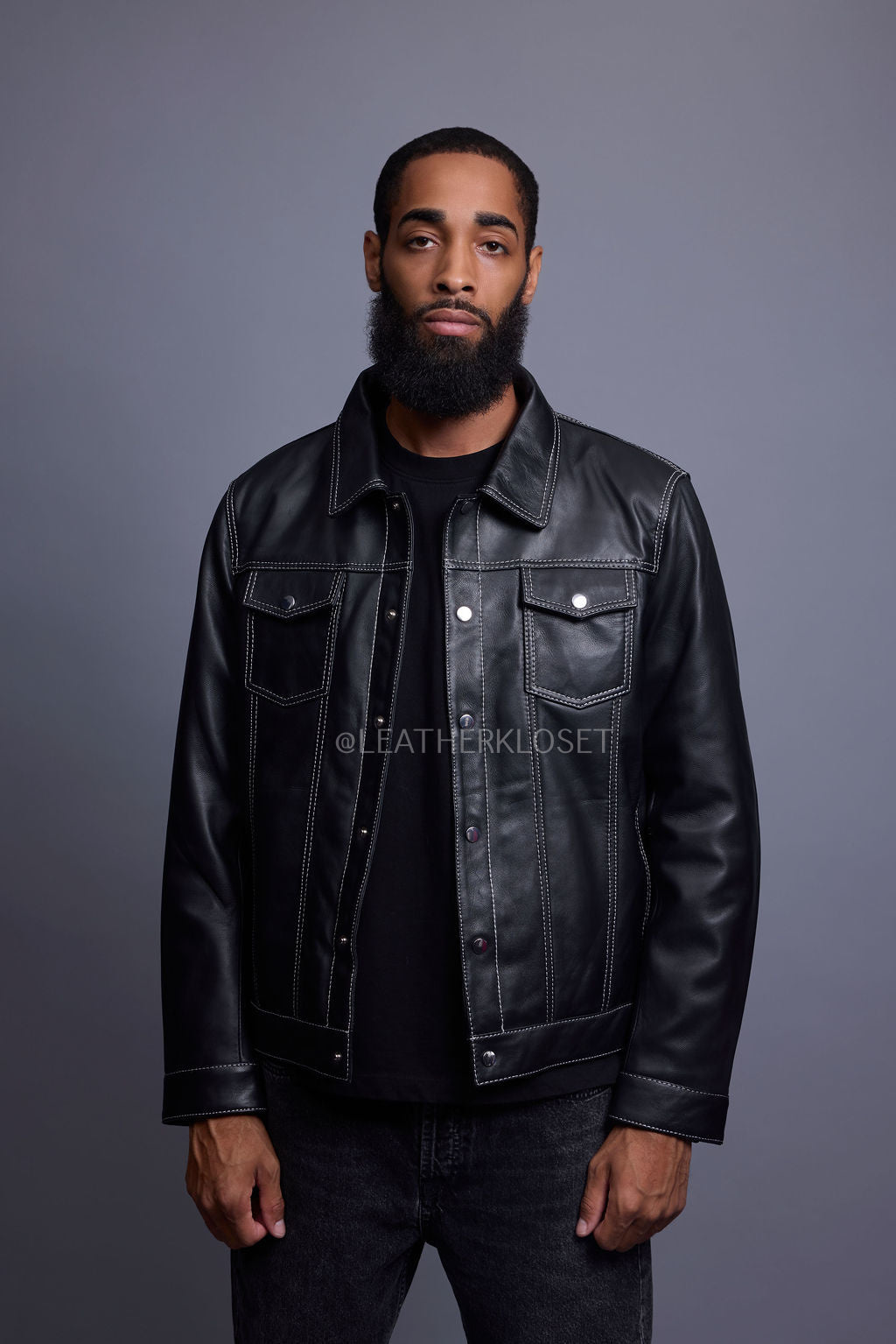 Men's Dylan Jacket Leather [Black/White]